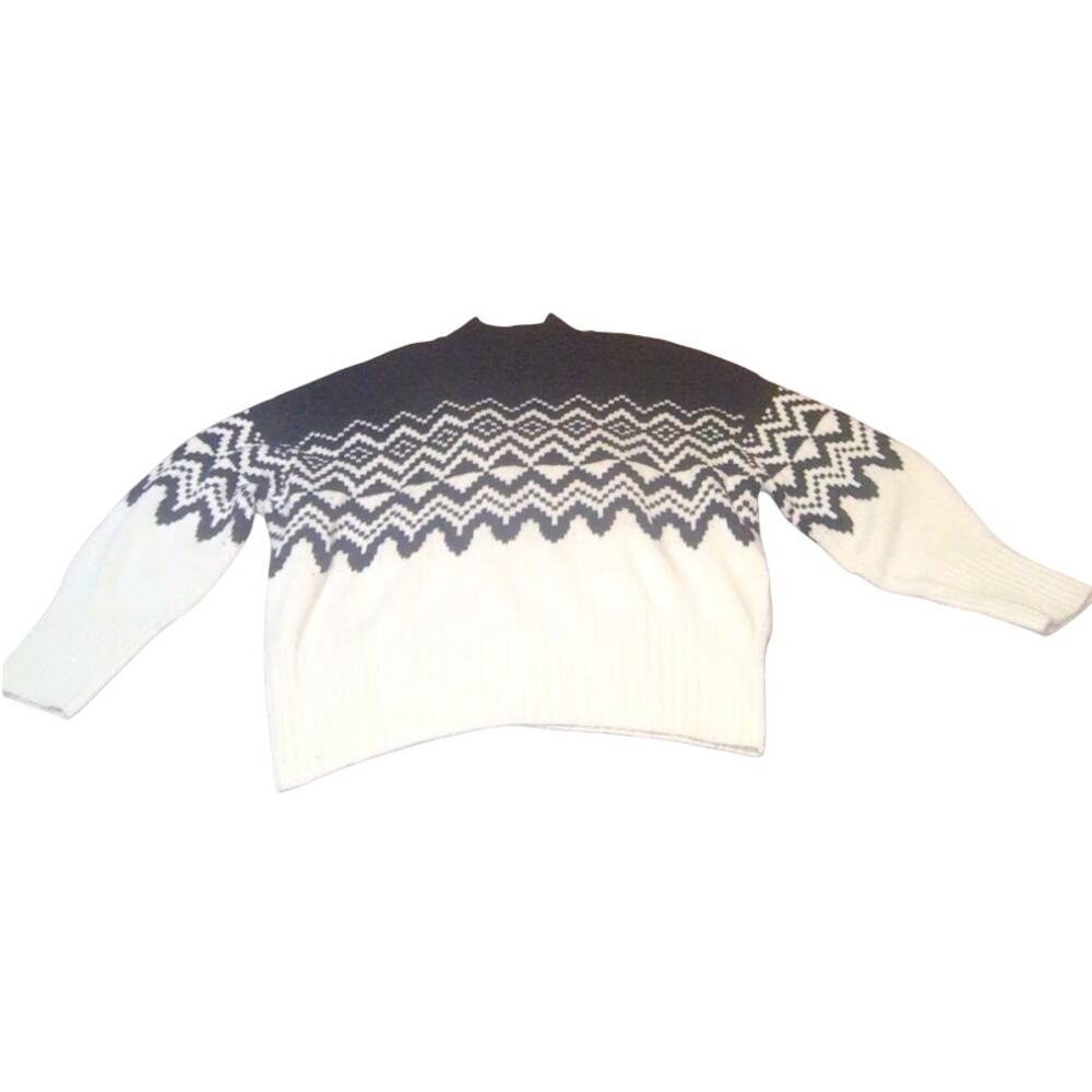 Barbour Modern Heritage Women US 14 White Navy Fair Isle High Neck Sweater Knit